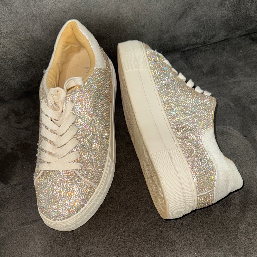 Betsey Johnson Sidny crystal pavé platform sneaker. - Picture 8 of 8